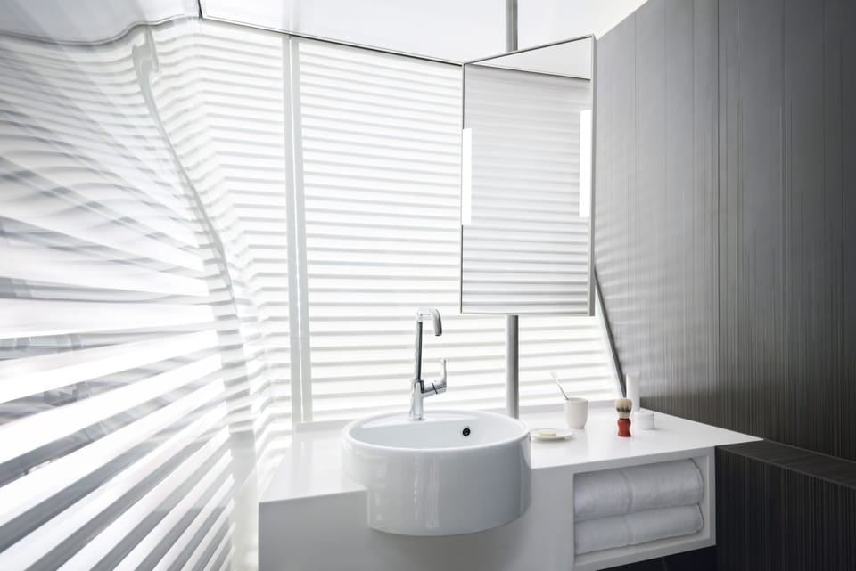 Shower, rainfall showerhead, eco-friendly toiletries, hair dryer