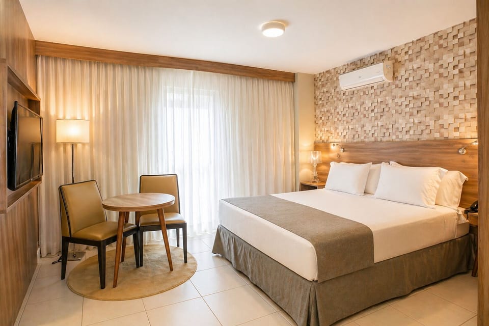 Deluxe Double Room, 1 Double Bed, Patio, City View | Minibar, in-room safe, desk, blackout drapes