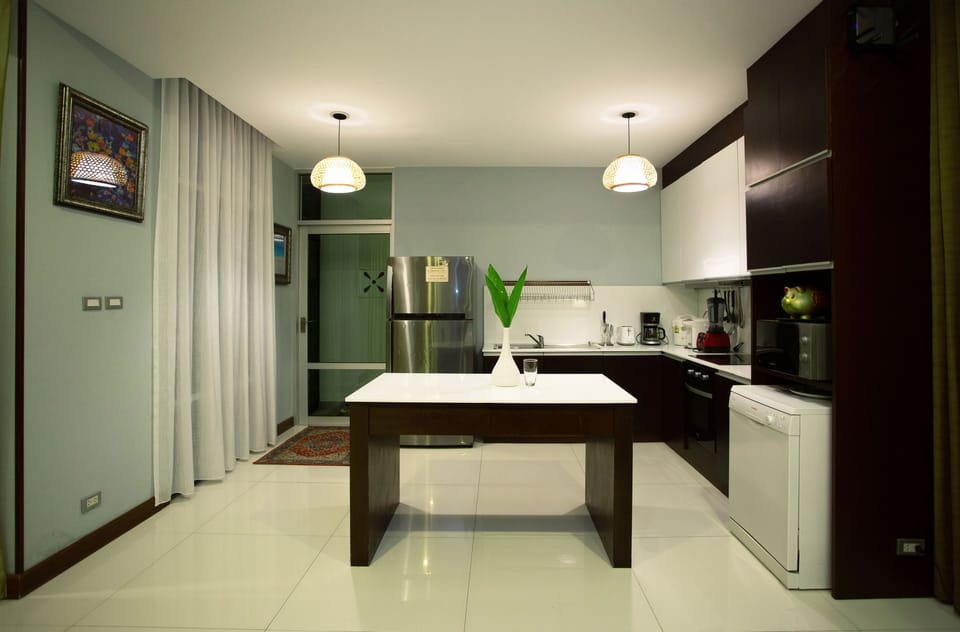 Family Villa, Multiple Bedrooms, Non Smoking, Private Pool | Private kitchen | Full-size fridge, microwave, oven, stovetop