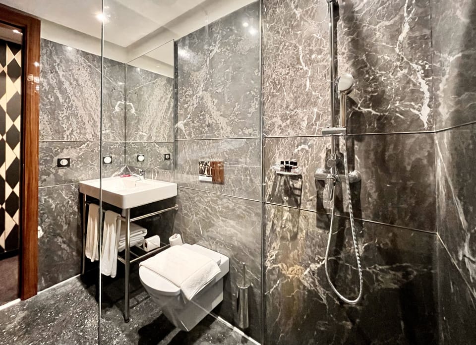 Deluxe Twin Room | Bathroom | Shower, designer toiletries, hair dryer, bathrobes