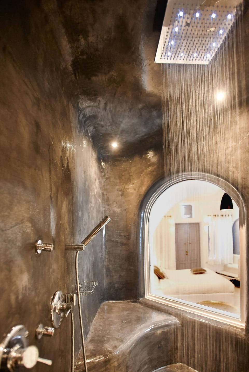 Shower, hydromassage showerhead, eco-friendly toiletries, hair dryer