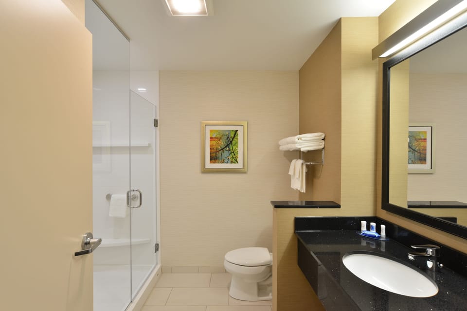 Free toiletries, hair dryer, towels