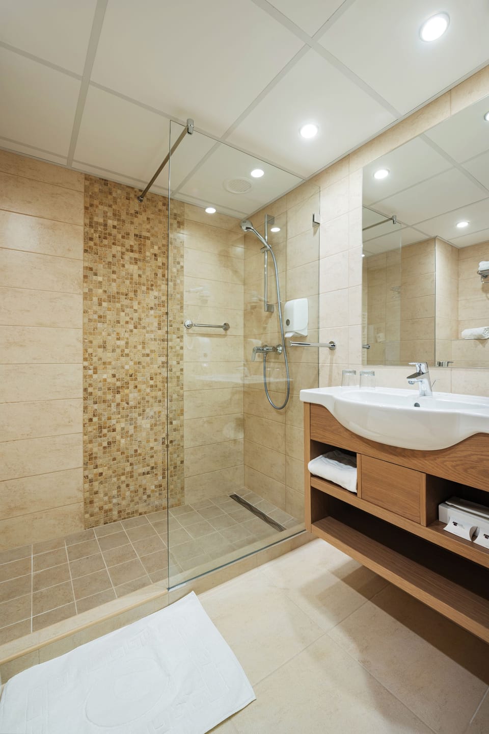 Hair dryer, bathrobes, towels