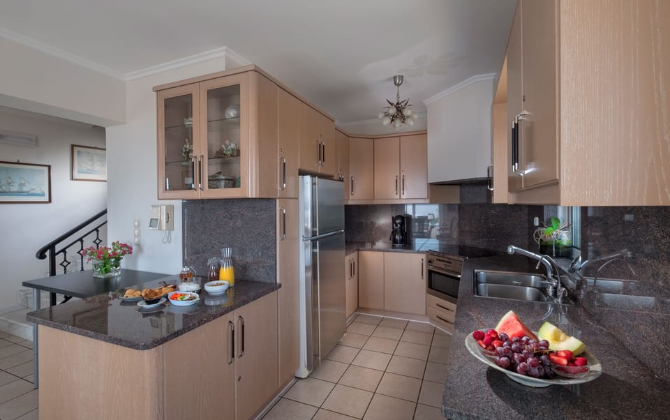 Villa, Private Pool, Sea View | Private kitchen | Full-size fridge, microwave, oven, stovetop