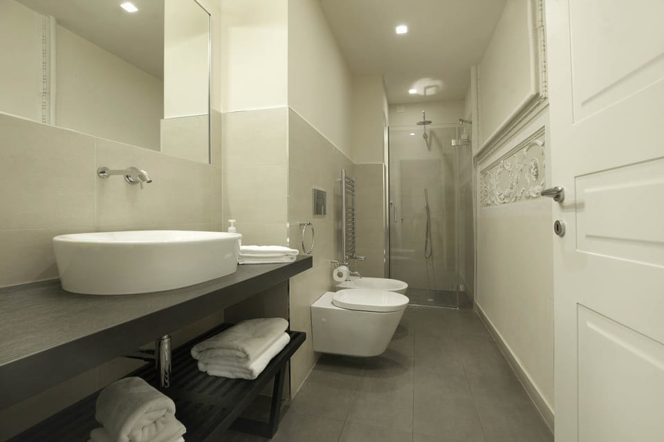 Free toiletries, hair dryer, bidet, towels