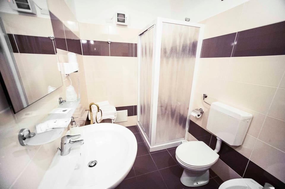 Shower, free toiletries, hair dryer, bidet