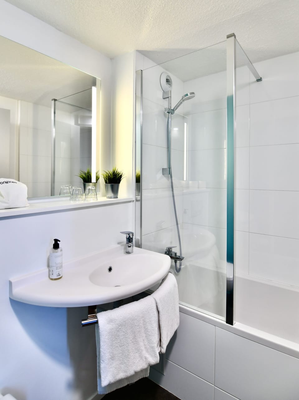 Eco-friendly toiletries, hair dryer, towels