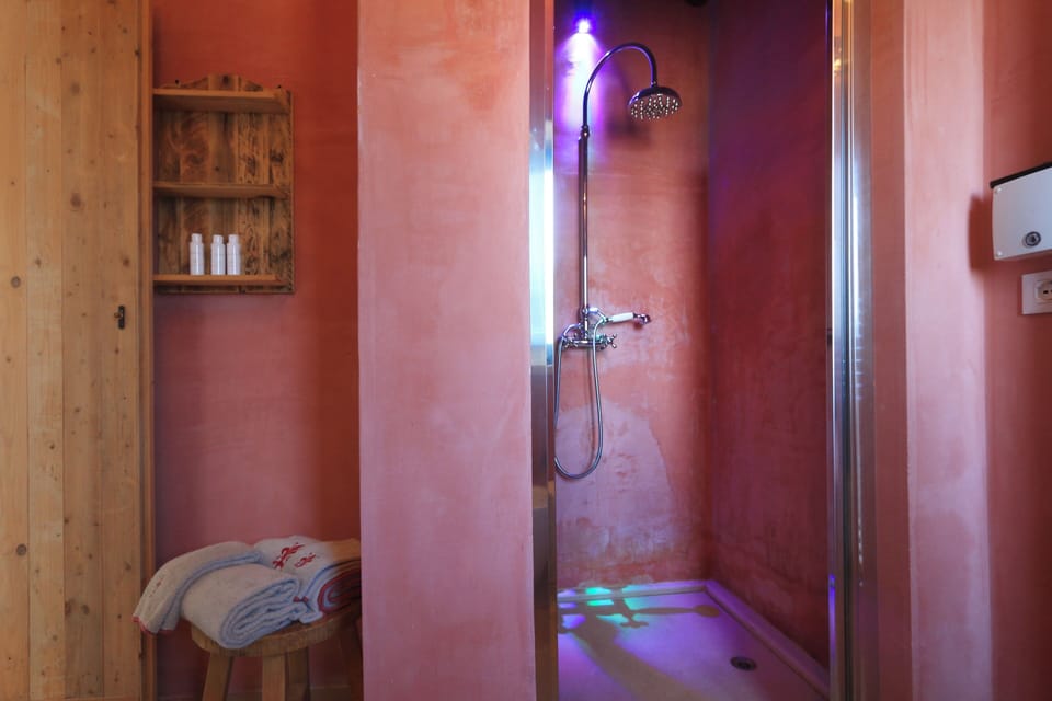 Shower, free toiletries, slippers, bidet