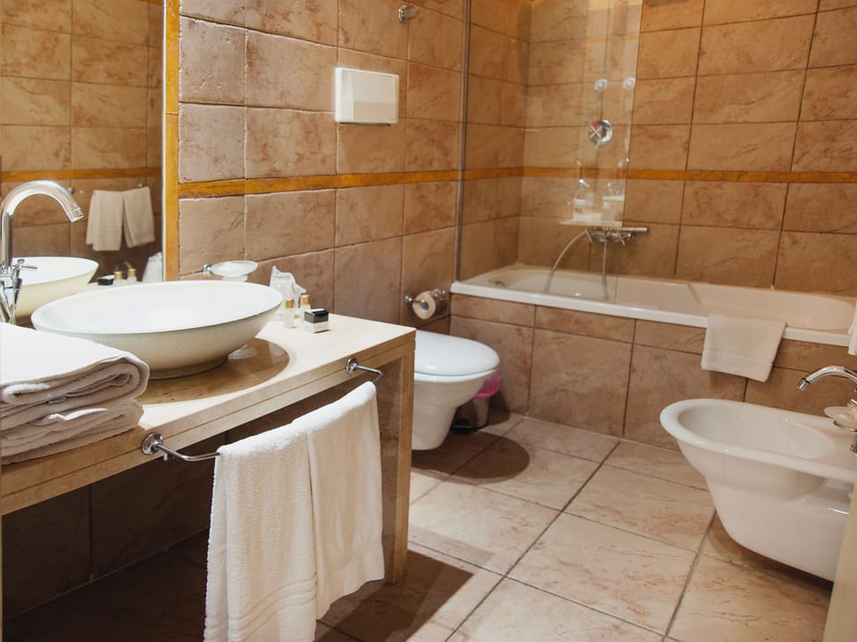 Rainfall showerhead, free toiletries, hair dryer, bidet