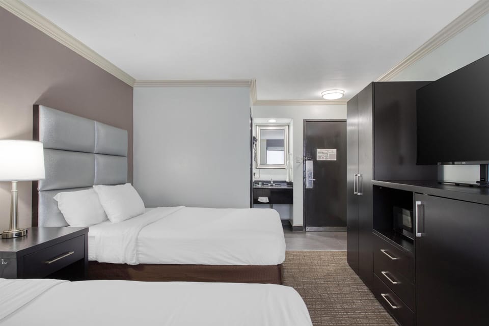 Standard Room, 2 Double Beds, Non Smoking, Refrigerator & Microwave | Premium bedding, desk, laptop workspace, blackout drapes