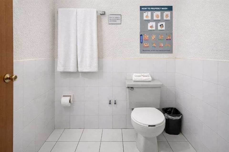 Shower, free toiletries, towels