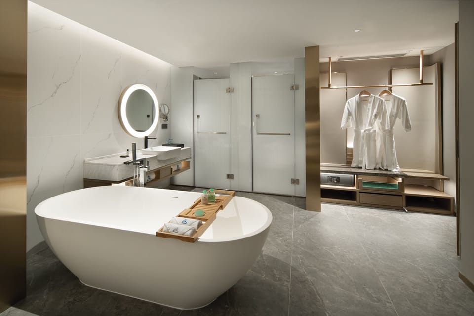 Deluxe Suite | Bathroom | Free toiletries, hair dryer, bathrobes, slippers