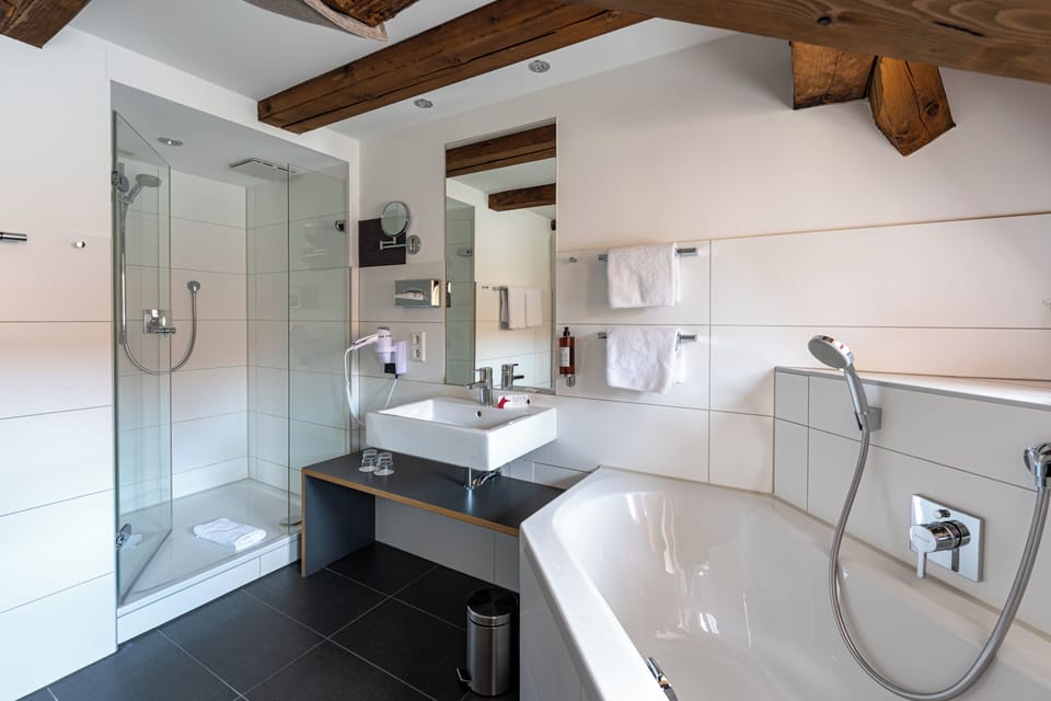 Deluxe Suite, 1 Bedroom | Bathroom | Shower, free toiletries, hair dryer, towels