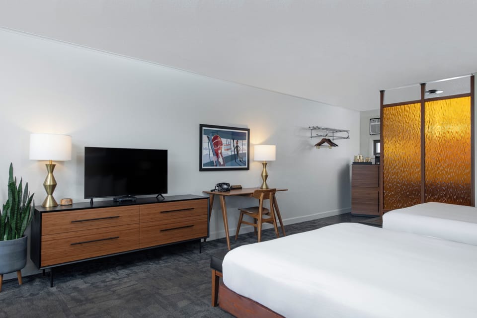 Standard Room, 2 Queen Beds, Refrigerator & Microwave | Desk, laptop workspace, blackout drapes, iron/ironing board