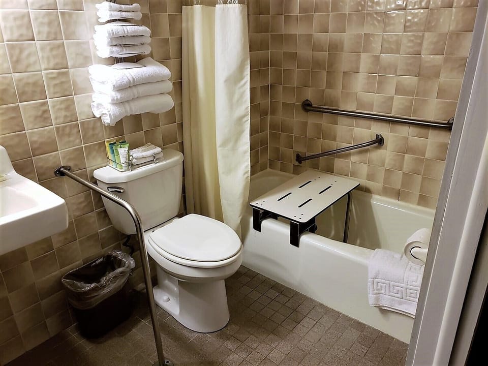 Deluxe Double Room, 2 Double Beds, Accessible (No pets) | Bathroom | Hair dryer, towels, soap, shampoo