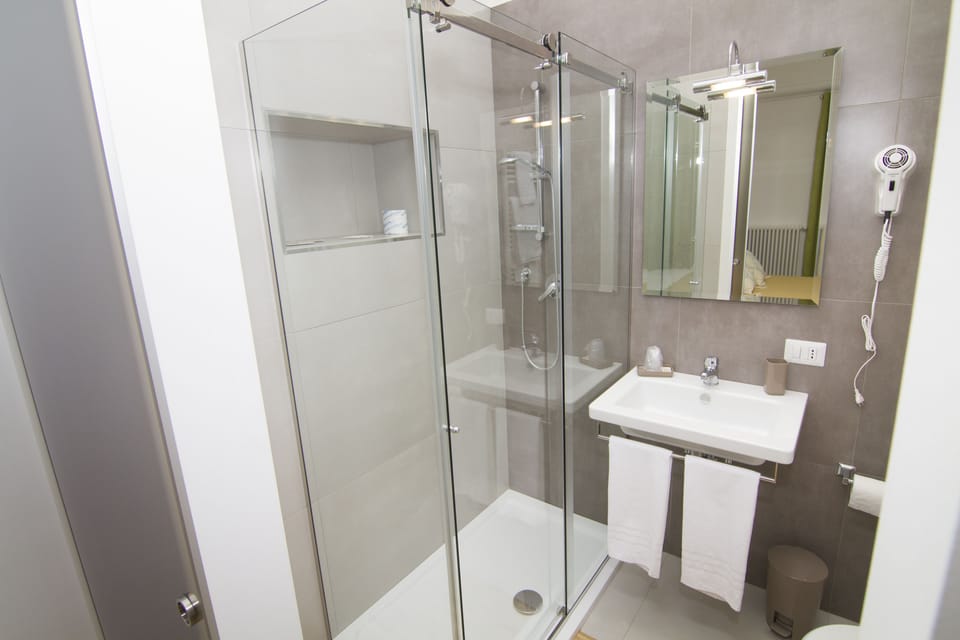 Shower, free toiletries, hair dryer, bidet