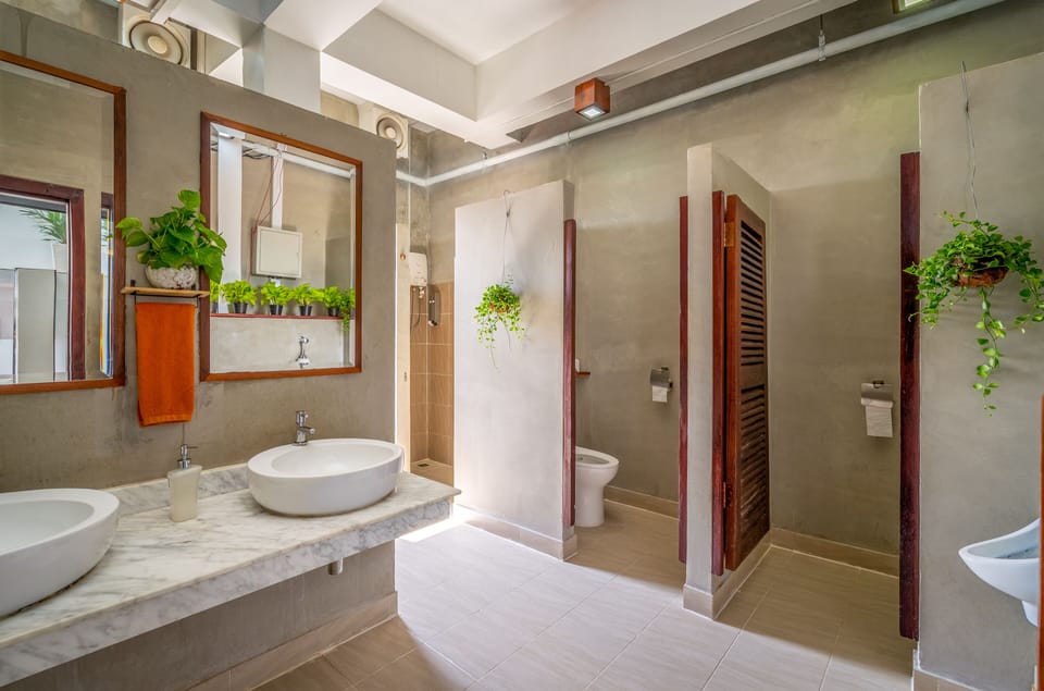 Shower, hair dryer, bidet, soap
