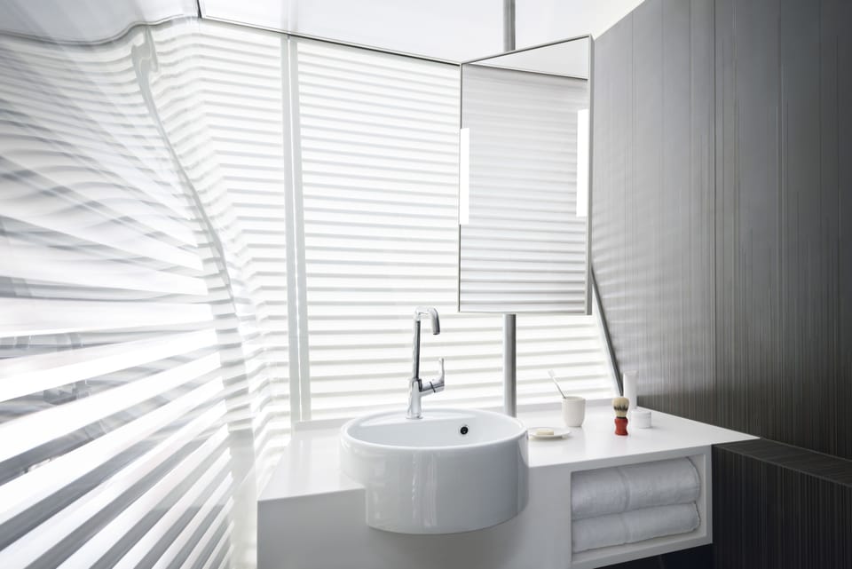 Shower, rainfall showerhead, eco-friendly toiletries, hair dryer