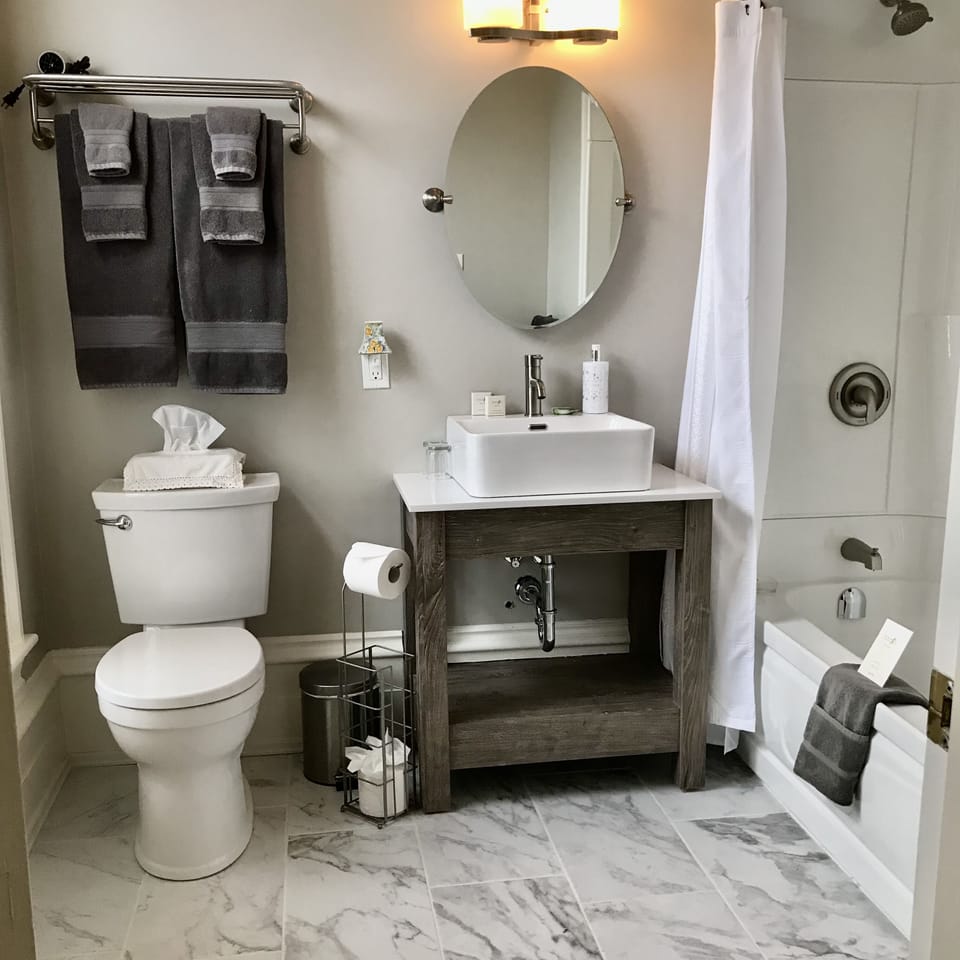 Classic Studio Room, 1 Queen Bed | Bathroom | Free toiletries, hair dryer, towels
