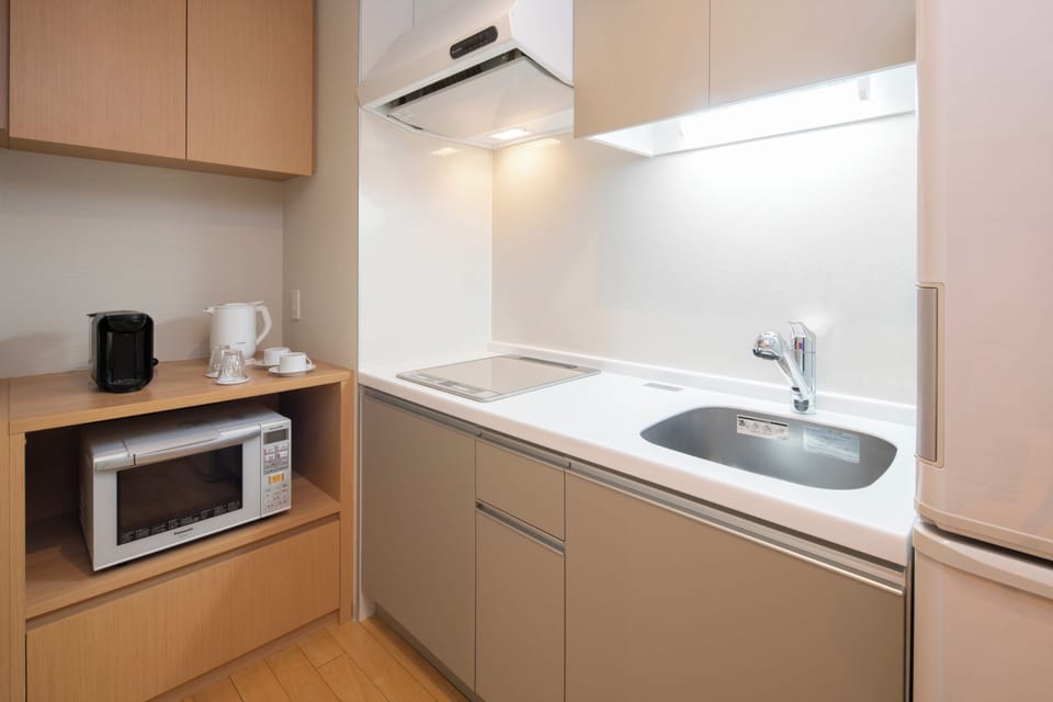 Family Room for 4 adult, Non Smoking (with Kitchen, 13-14th floors, 46 sqm) | Private kitchen | Fridge, electric kettle, freezer