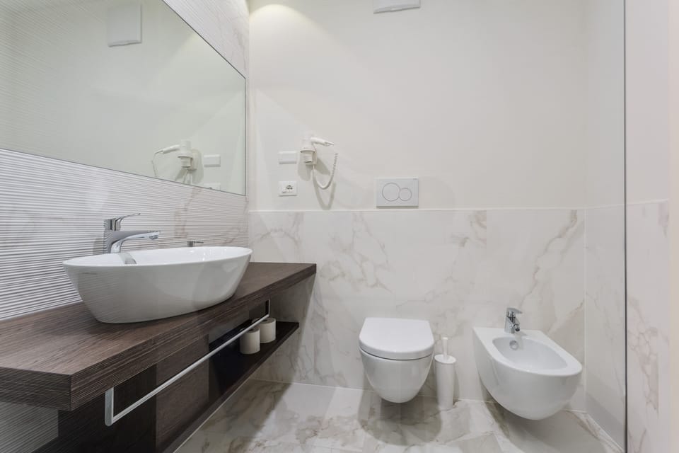 Comfort Double Room | Bathroom | Shower, hair dryer, bidet, towels