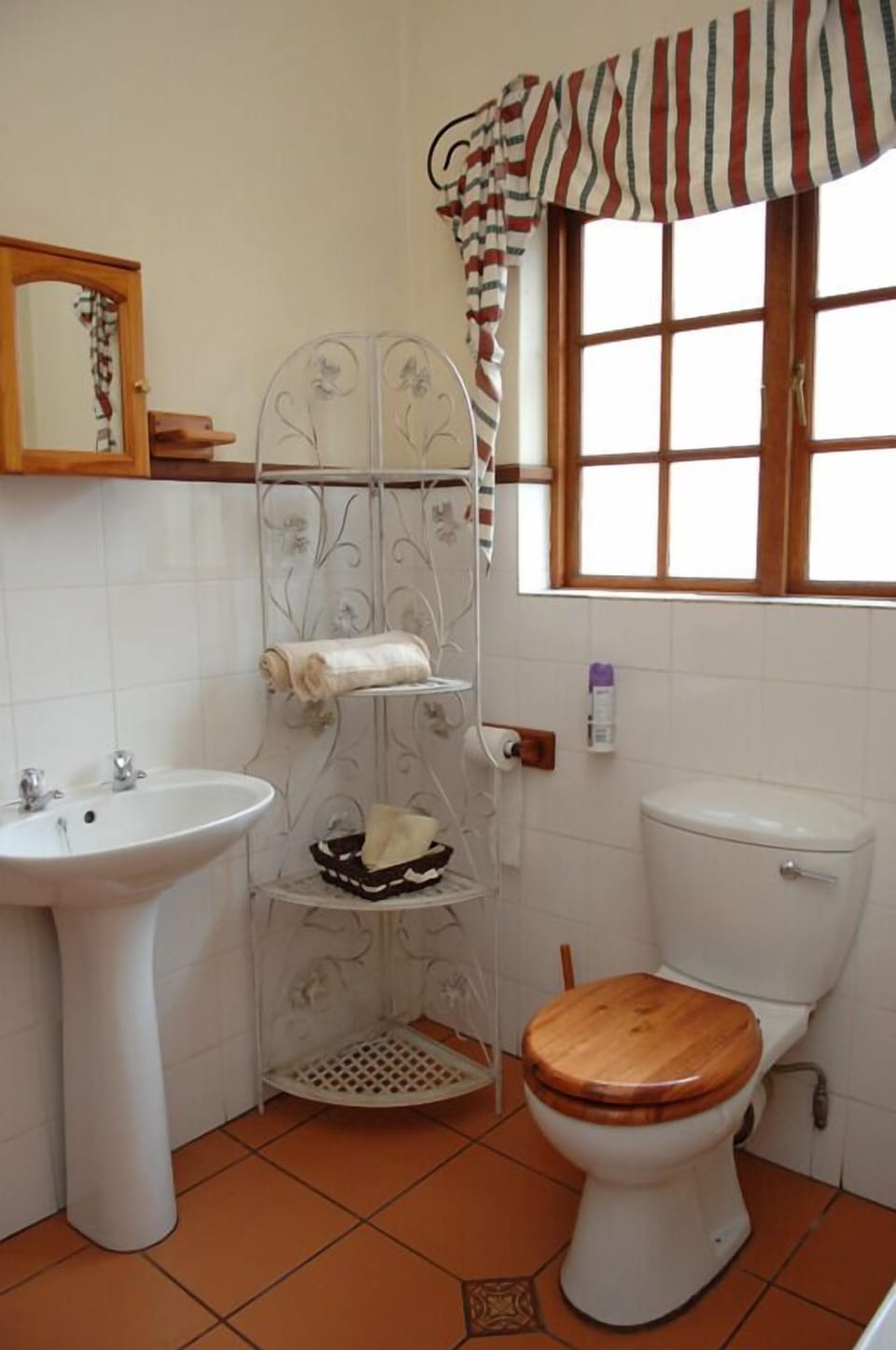 Combined shower/tub, free toiletries, hair dryer