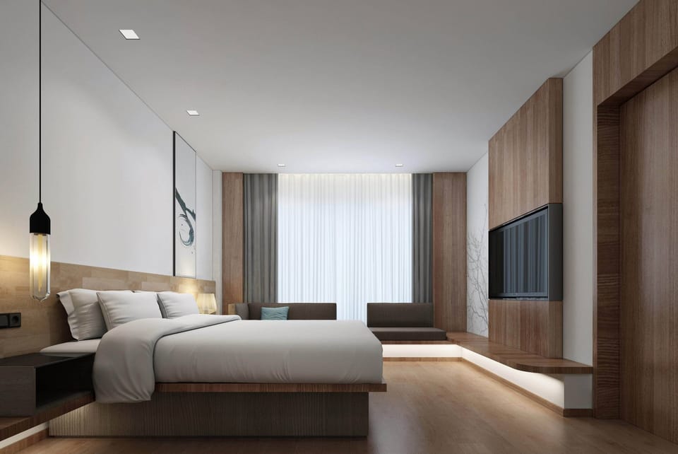 Standard Room, 1 King Bed, City View | In-room safe, desk, laptop workspace, blackout drapes