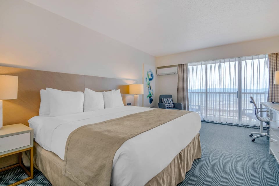 1 King Bed, Ocean View, Non Smoking | In-room safe, desk, laptop workspace, iron/ironing board