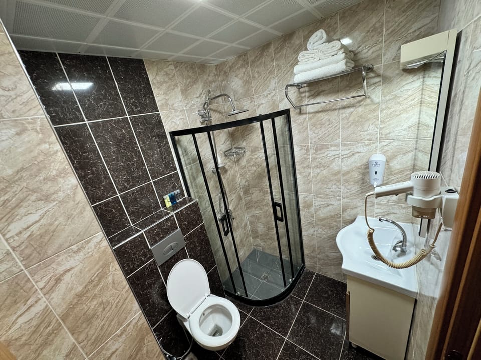 Standard Double Room with City View | Bathroom | Shower, free toiletries, hair dryer, slippers