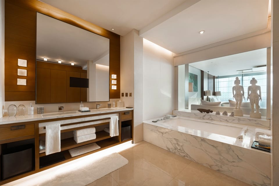 Studio, Terrace | Bathroom | Designer toiletries, hair dryer, bathrobes, towels