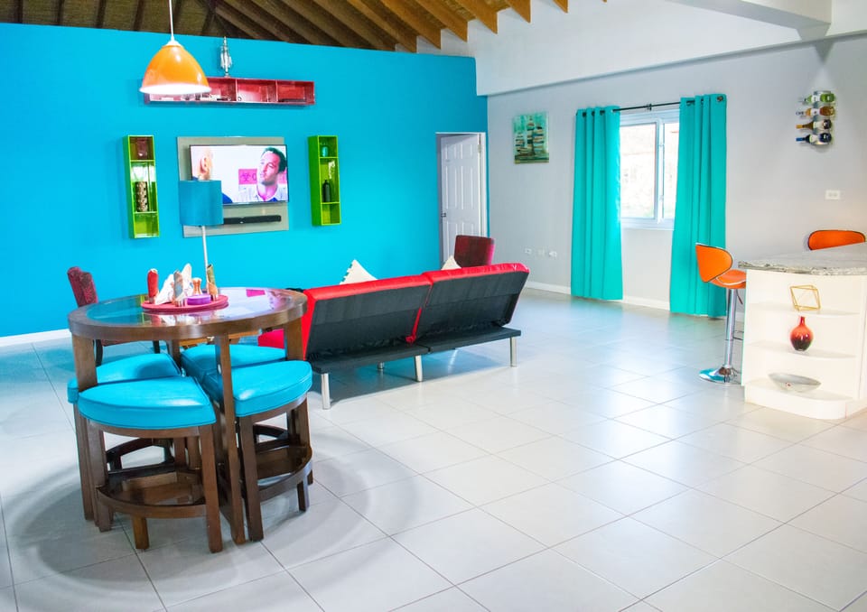 Superior Apartment, 1 King Bed, Kitchen, Corner | Living area | 50-inch flat-screen TV with cable channels, TV, DVD player