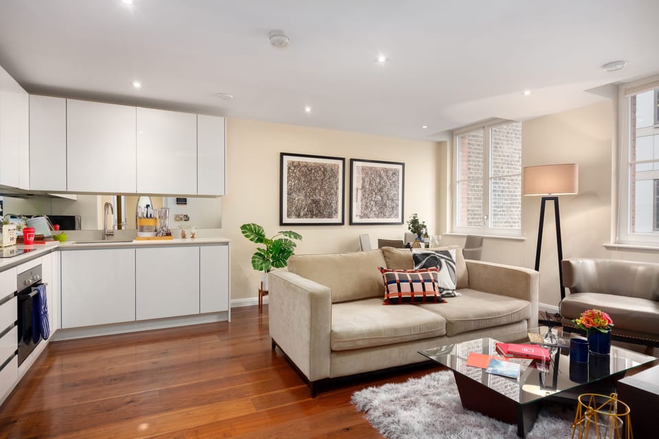 Deluxe Apartment, 1 Bedroom, City View | Living area | Flat-screen TV