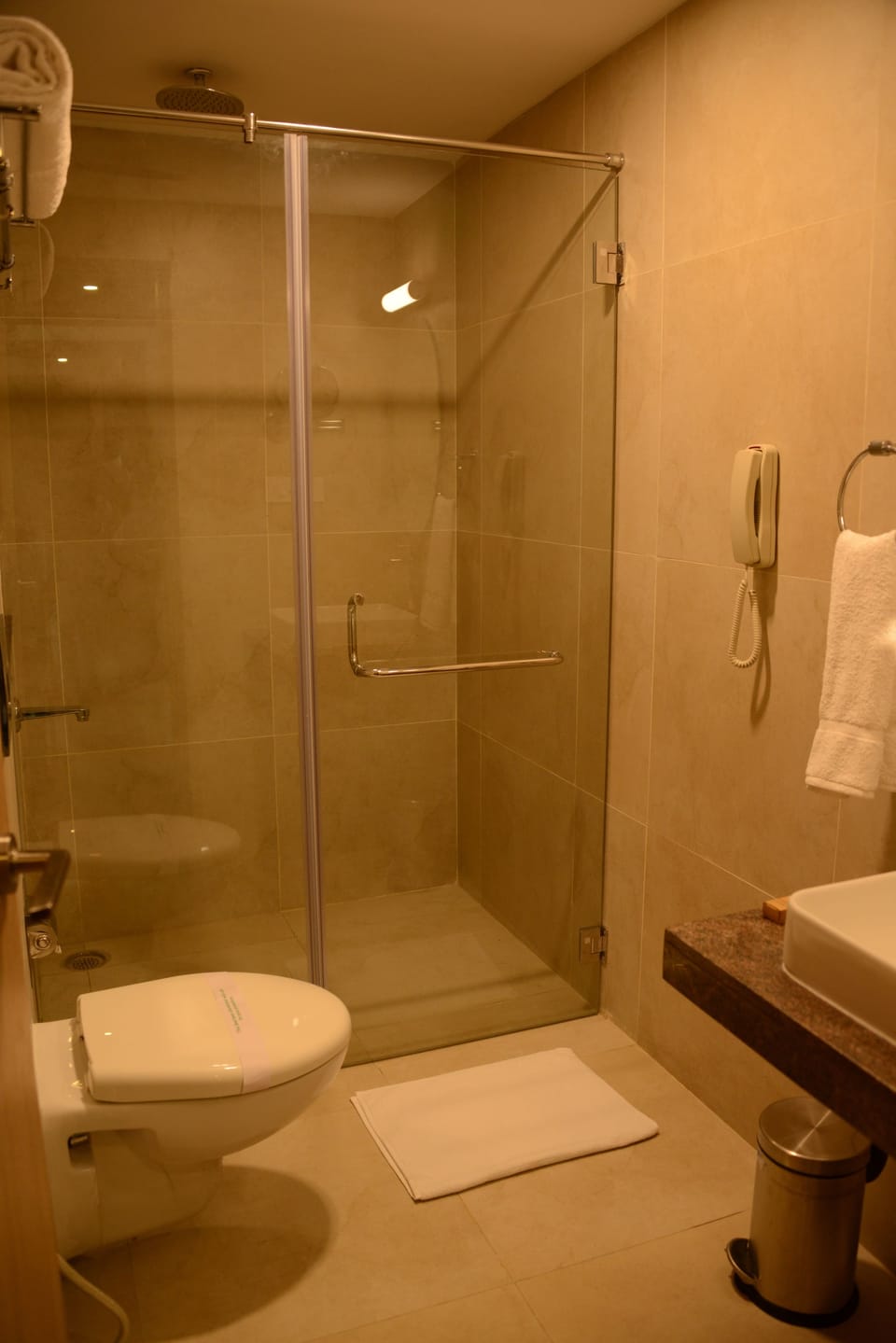 Shower, free toiletries, towels