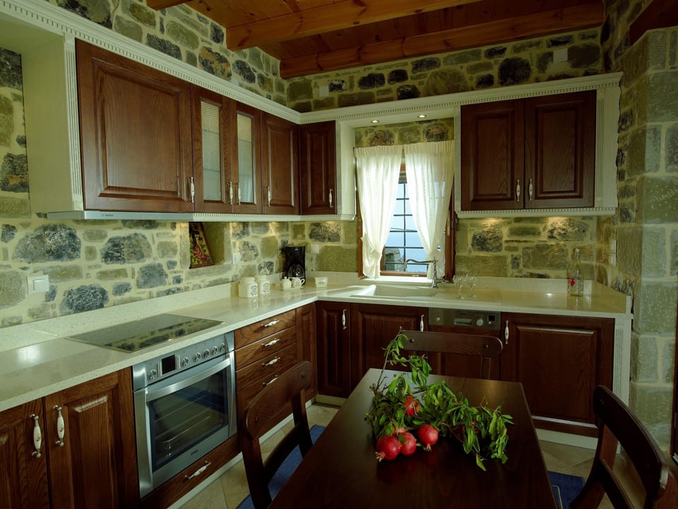 Villa, 2 Bedrooms, Sea View (Duplex, Pleiades) | Private kitchen | Full-size fridge, oven, stovetop, dishwasher