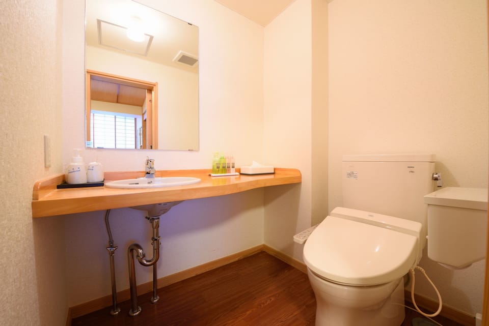 Free toiletries, hair dryer, slippers, electronic bidet