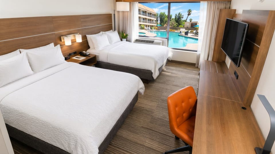 Standard Room, 2 Queen Beds | In-room safe, desk, laptop workspace, iron/ironing board