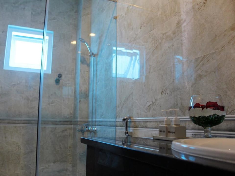 Shower, free toiletries, hair dryer (on request), slippers