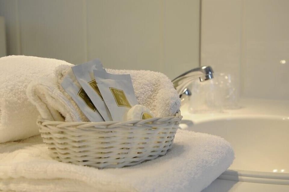 Free toiletries, hair dryer, towels