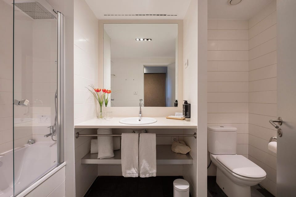 Rainfall showerhead, free toiletries, hair dryer, bidet