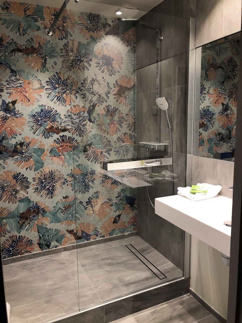 Hair dryer, towels, soap