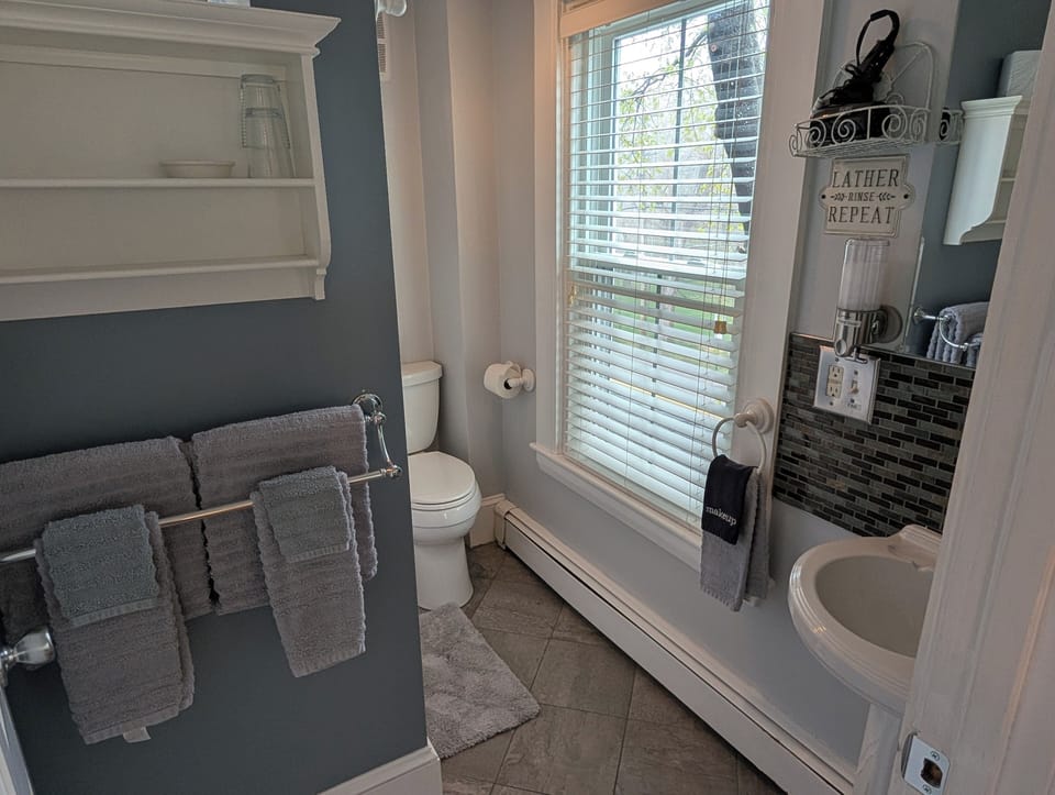 Standard Room, 1 Queen Bed | Bathroom | Free toiletries, hair dryer, towels