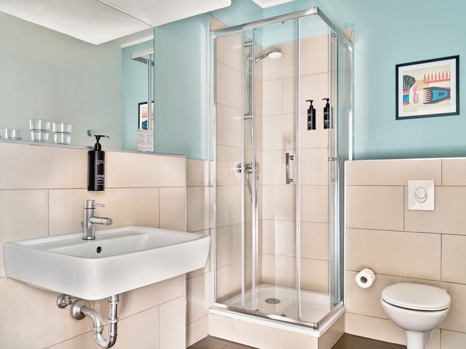 Premium Room, 3 Twin Beds (Up to 3 Adults) | Bathroom | Shower, hair dryer, towels