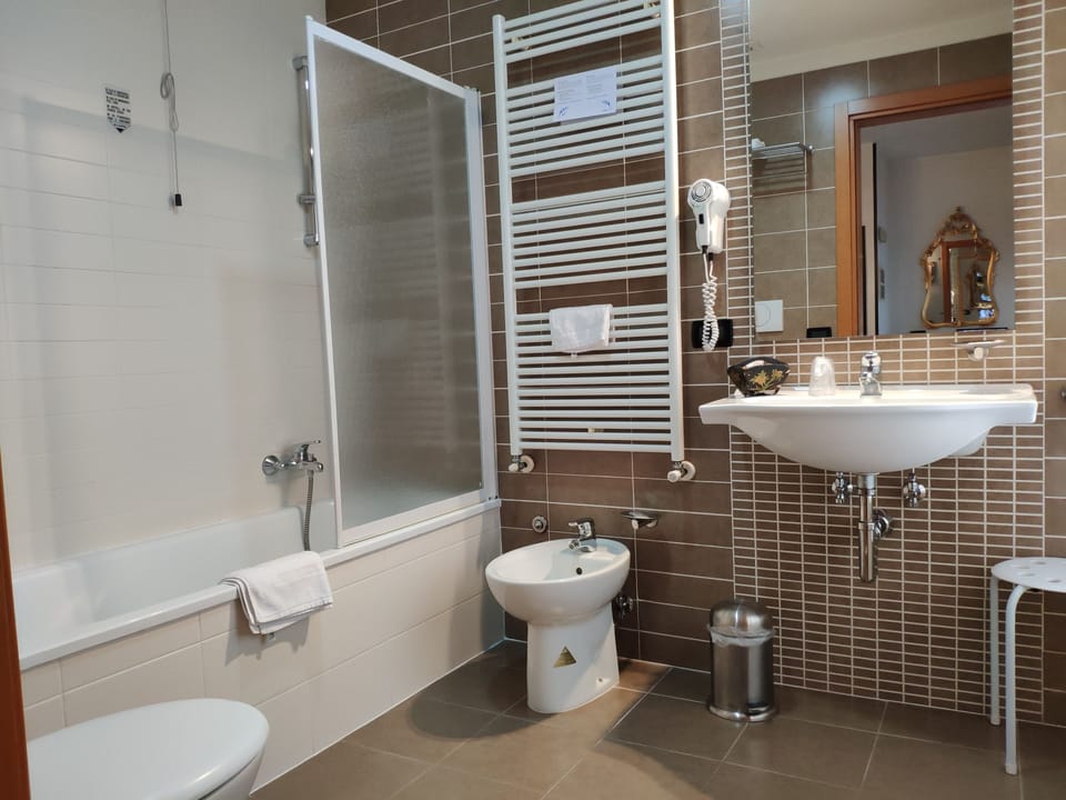 Rainfall showerhead, hair dryer, bidet, towels