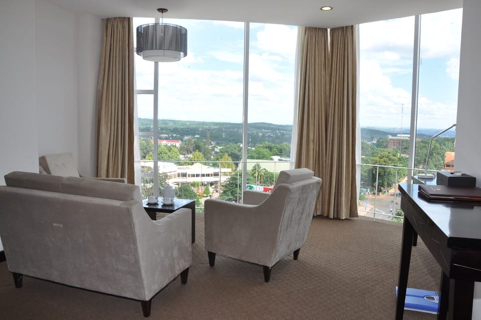 Premier Suite, 1 King Bed, City View | Living room | Flat-screen TV