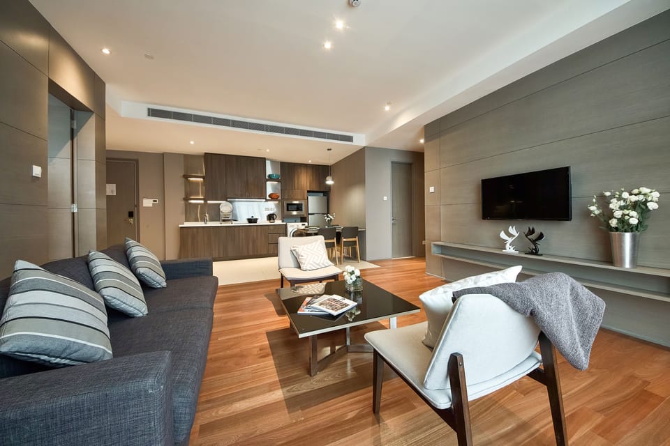 Executive Apartment, 2 Bedrooms | Living area | 40-inch LED TV with satellite channels, TV