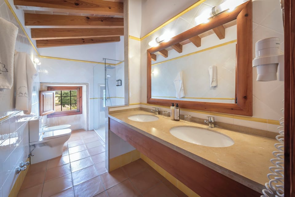 Combined shower/tub, eco-friendly toiletries, hair dryer, towels