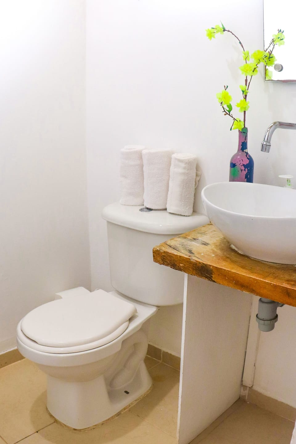Shower, free toiletries, towels, soap