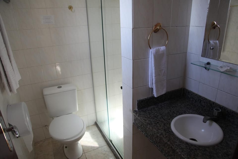 Shower, towels, soap, shampoo