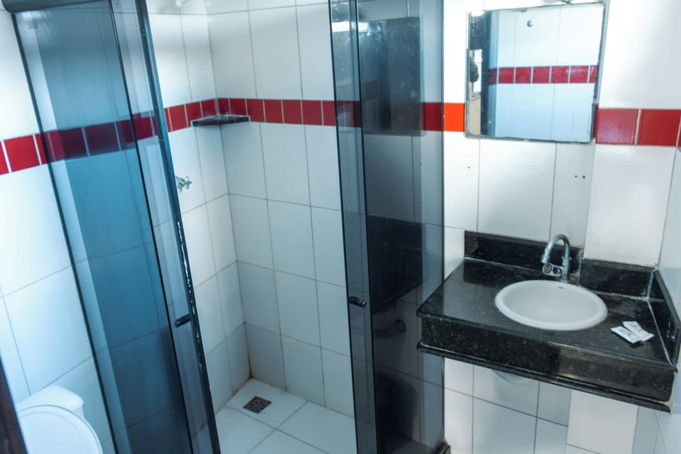 Shower, towels, soap, shampoo