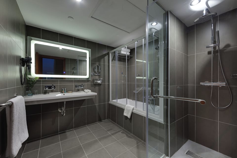Capital Suite | Bathroom | Shower, rainfall showerhead, eco-friendly toiletries, hair dryer